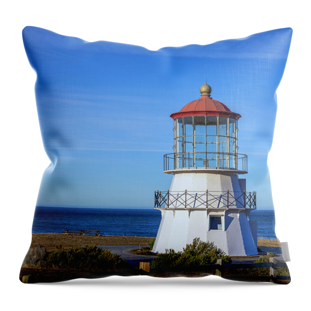 Lighthouse Throw Pillow featuring the photograph Mendocino Ligthhouse by Joseph S Giacalone