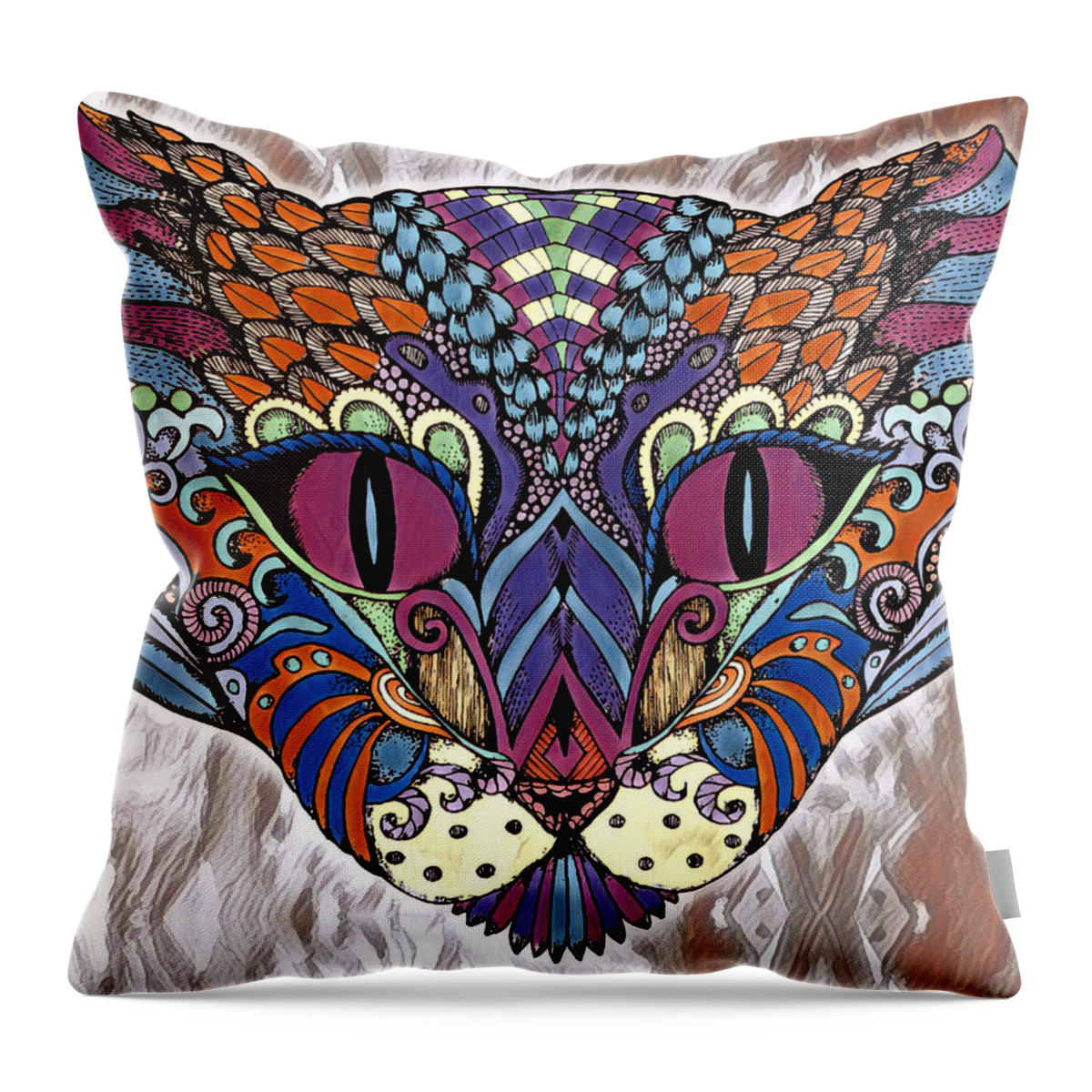 Digital Art Throw Pillow featuring the digital art Meow Cat 2 by Artful Oasis