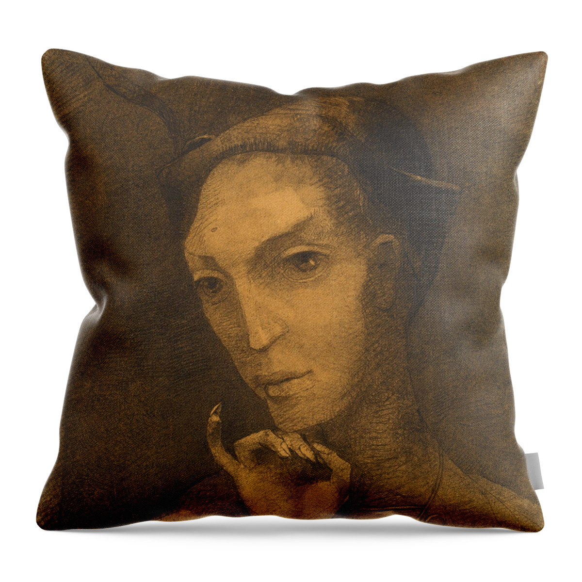 Odilon Redon Throw Pillow featuring the drawing Mephistopheles by Odilon Redon