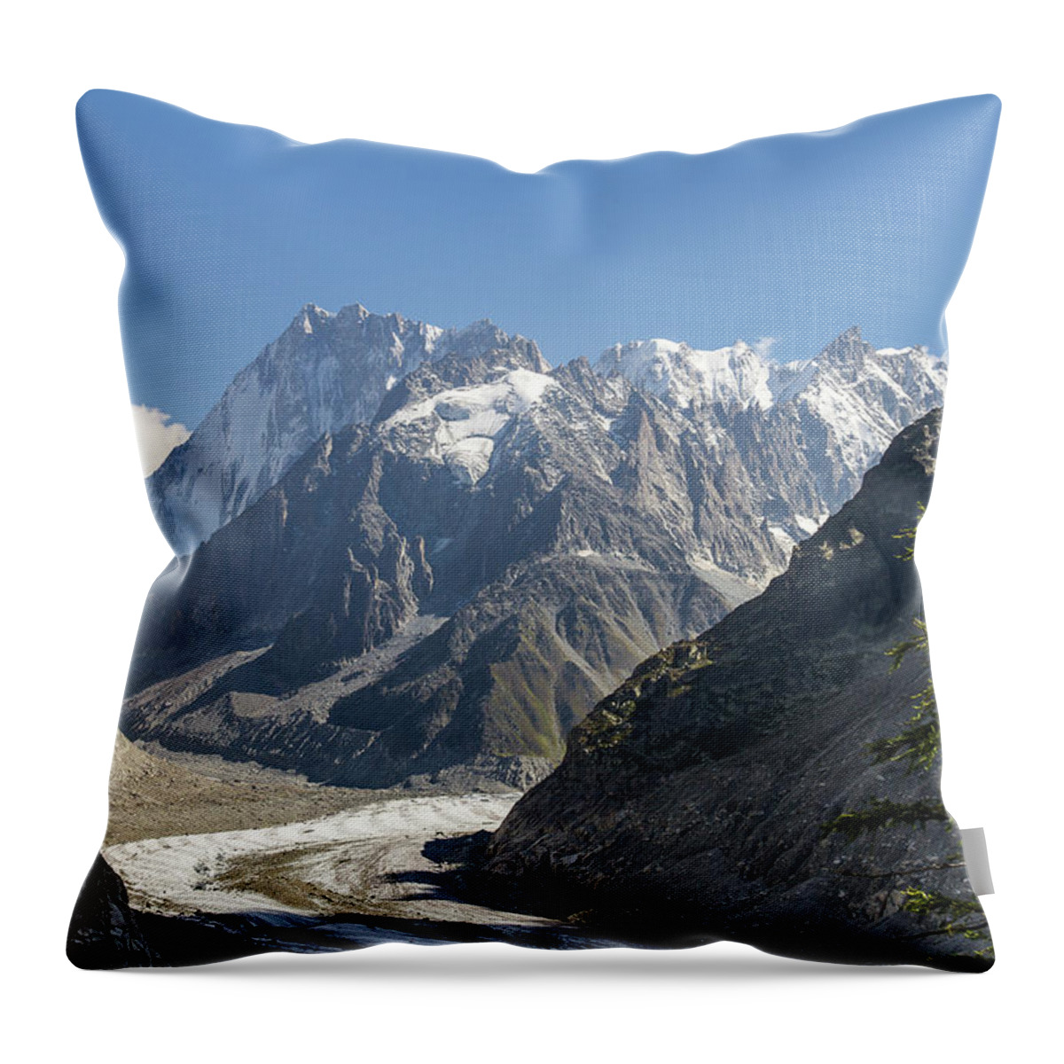 Mountain Landscape Throw Pillow featuring the photograph Mer de Glace - Chamonix - French Alps by Paul MAURICE