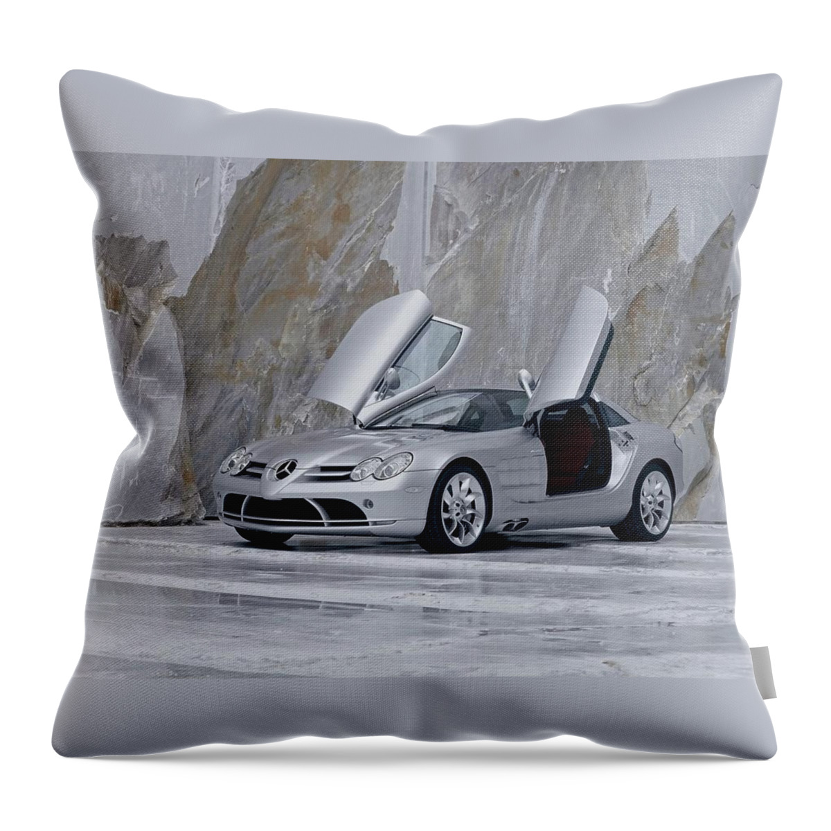 Mercedes-benz Slr Mclaren Throw Pillow featuring the digital art Mercedes-Benz SLR McLaren by Super Lovely