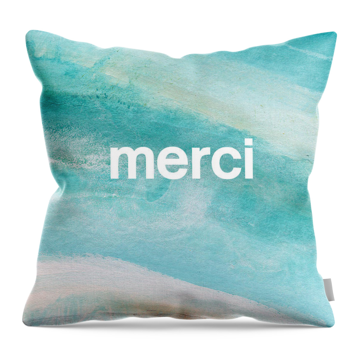 Merci Throw Pillow featuring the painting Merci- art by Linda Woods by Linda Woods