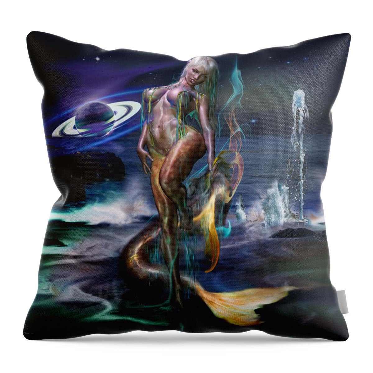 Mermaids Throw Pillow featuring the photograph Mermaids Moon Light by Glenn Feron