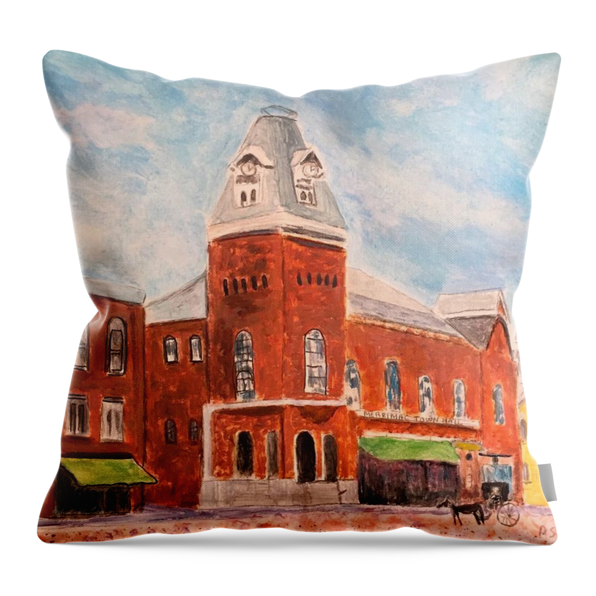 Merrimac Ma Throw Pillow featuring the painting Merrimac Massachusetts by Anne Sands