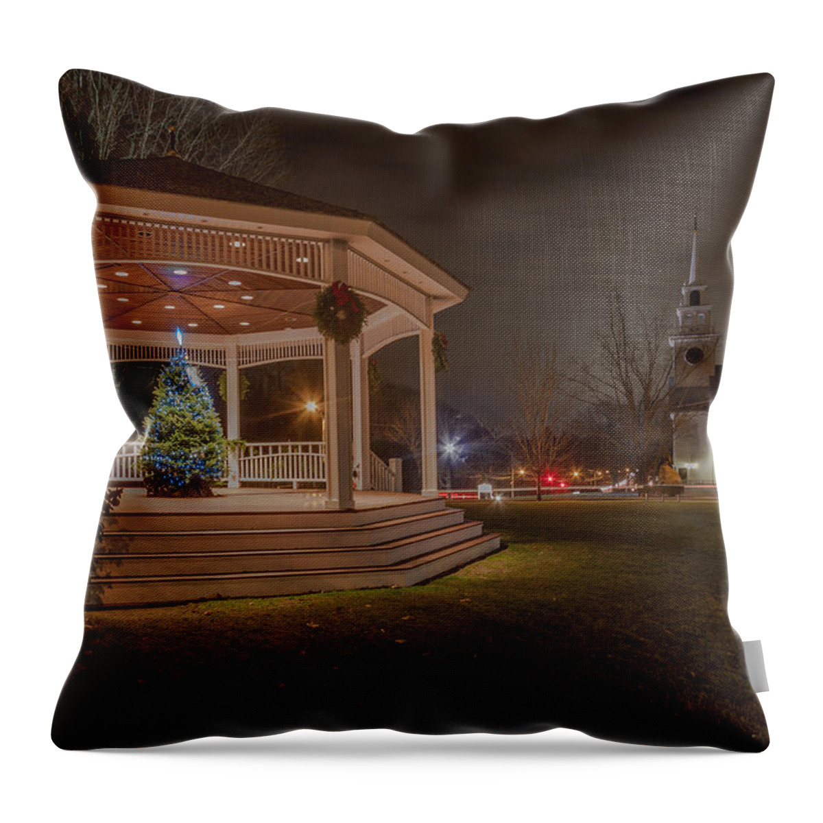 Christmas Throw Pillow featuring the photograph Merry Christmas from Milton Massachuetts by Brian MacLean