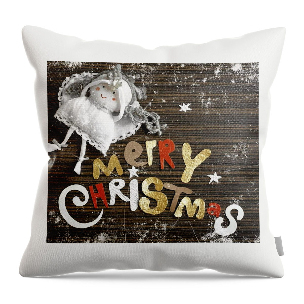  Throw Pillow featuring the painting Merry christmas by Mohammad saquib Shakoor