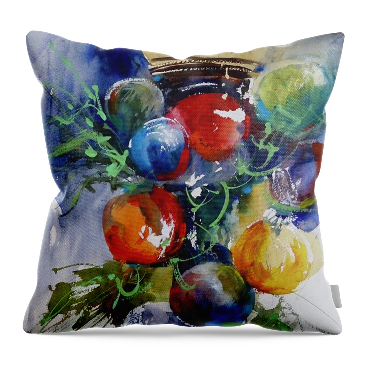 Christmas Throw Pillow featuring the painting Merry Christmas by Sandra Strohschein