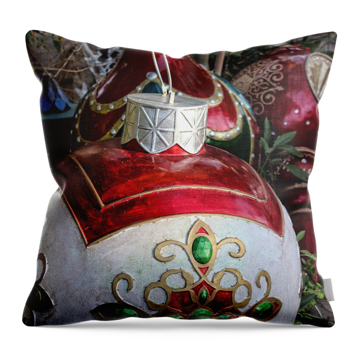 Christmas Bulbs Throw Pillow featuring the photograph Merry Joyful Christmas by Roberta Byram