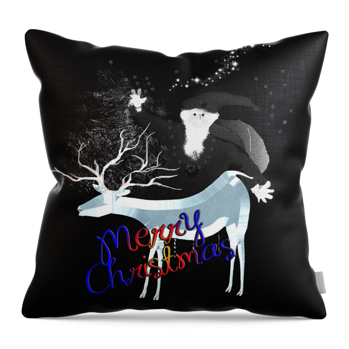 Santa Throw Pillow featuring the digital art Merry Old Santa by Asok Mukhopadhyay
