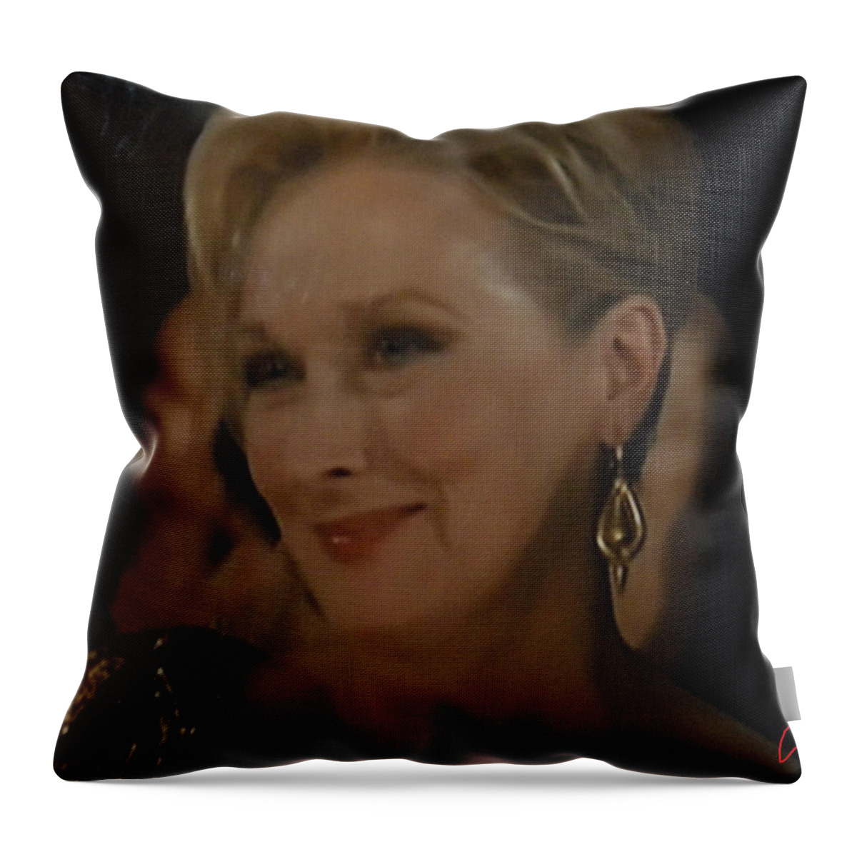 Colette Throw Pillow featuring the photograph Meryl Streep receiving the Oscar as Margaret Thatcher by Colette V Hera Guggenheim