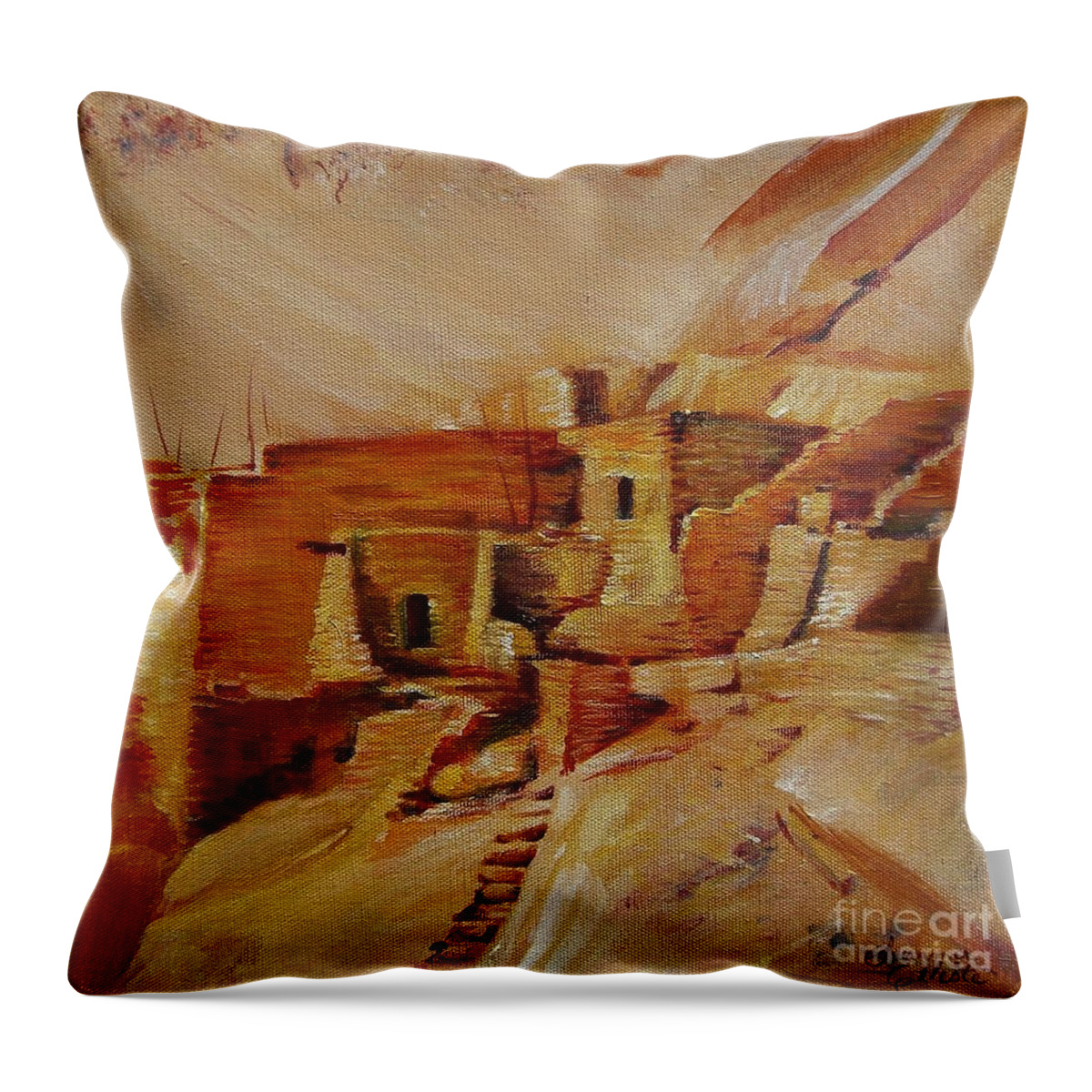 Indian Throw Pillow featuring the painting Mesa Verde by Summer Celeste