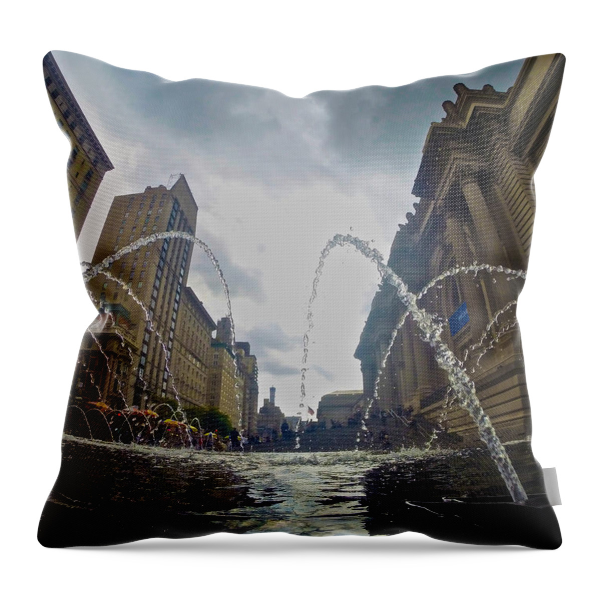City Throw Pillow featuring the photograph Met Museum Fountains by Steven Lapkin