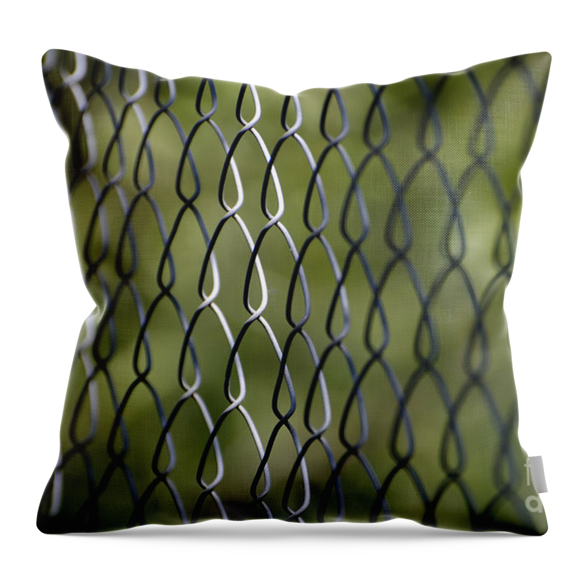 Fence Throw Pillow featuring the photograph Metal fence by Mats Silvan