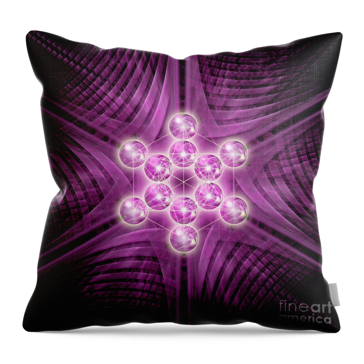 Metatron Throw Pillow featuring the digital art Metatron's Cube atomic by Alexa Szlavics
