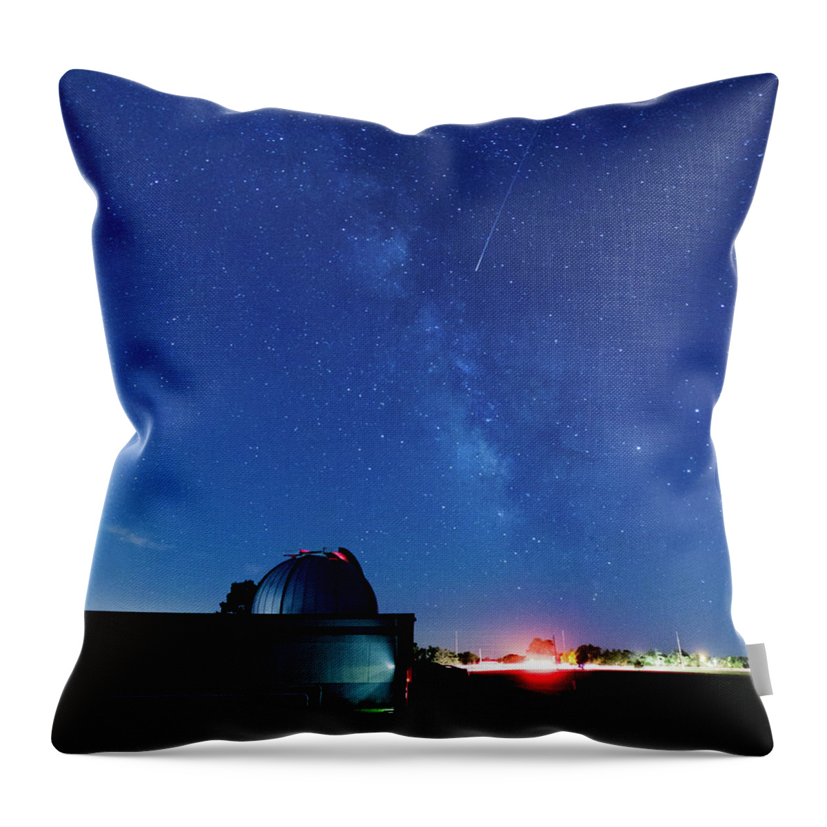 Jay Stockhaus Throw Pillow featuring the photograph Meteor and Observatory by Jay Stockhaus