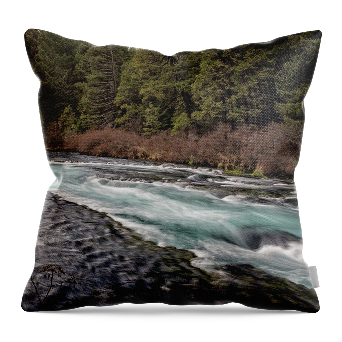 Metolius River Throw Pillow featuring the photograph Metolius River near Wizard Falls by Belinda Greb