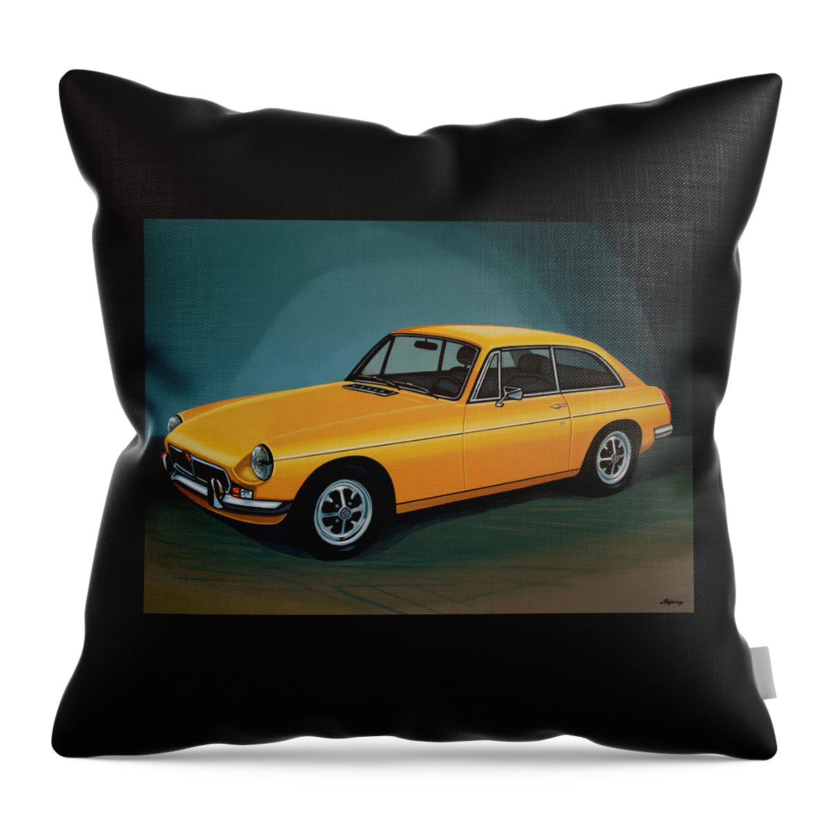 Mgb Gt Throw Pillow featuring the painting MGB GT 1966 Painting by Paul Meijering