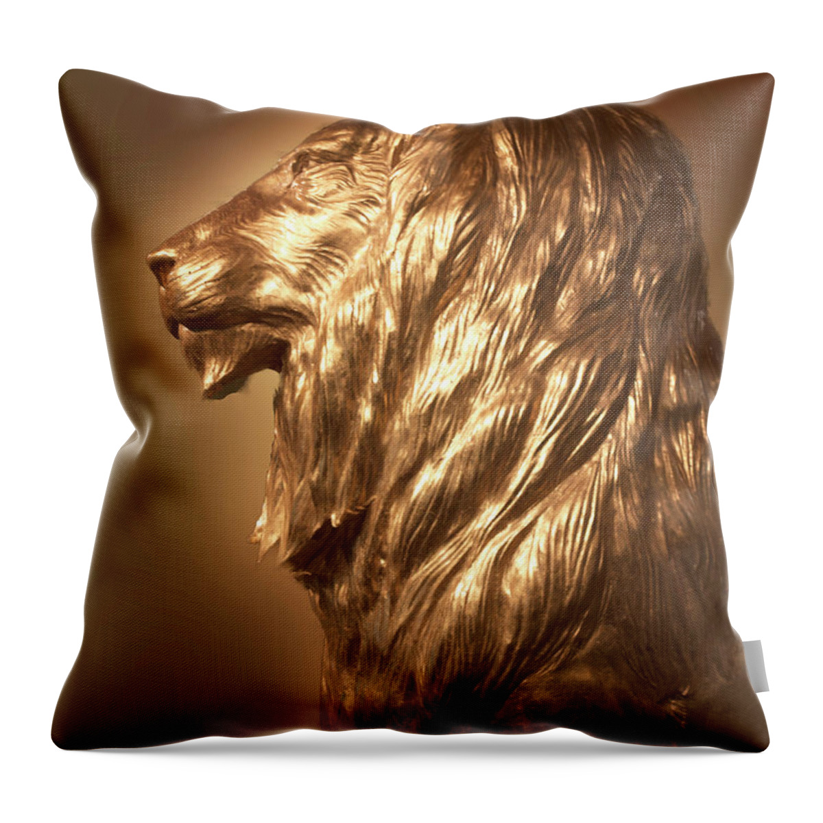Animal Throw Pillow featuring the photograph MGM Lion Profile by Linda Phelps