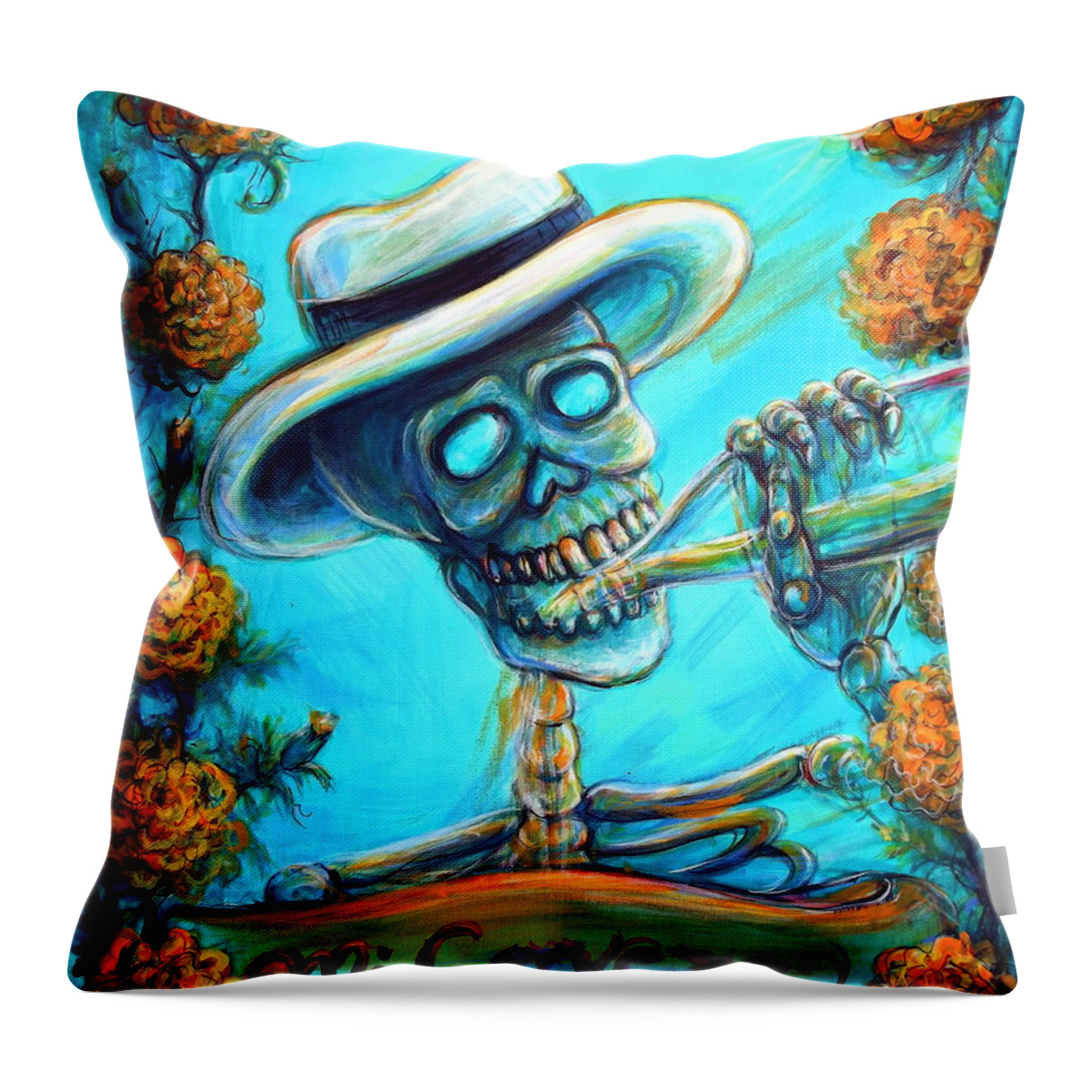 Cerveza Throw Pillow featuring the painting Mi Cerveza II by Heather Calderon