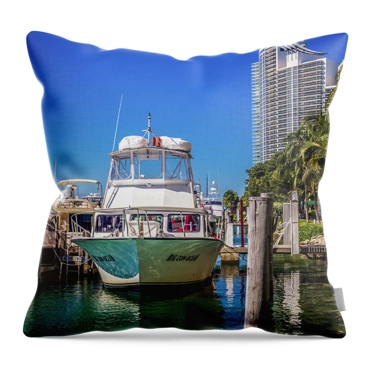 Luxury Yacht Artwork Throw Pillow featuring the photograph Luxury Yacht Artwork 4516 by Carlos Diaz