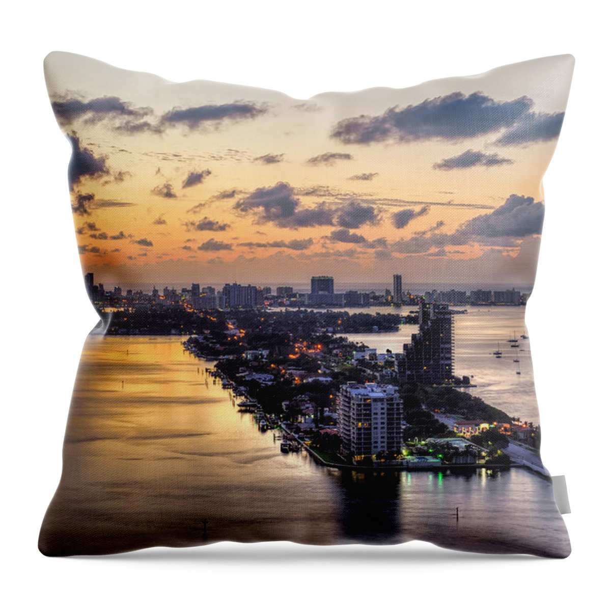 Mark Whitt Throw Pillow featuring the photograph Miami Sunrise by Mark Whitt
