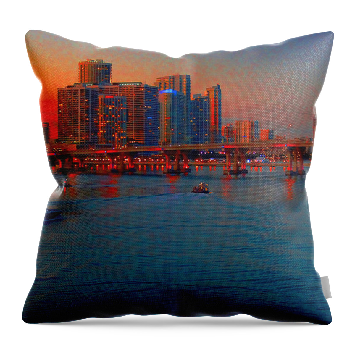 Sunset Throw Pillow featuring the photograph Miami - Sunset by CHAZ Daugherty