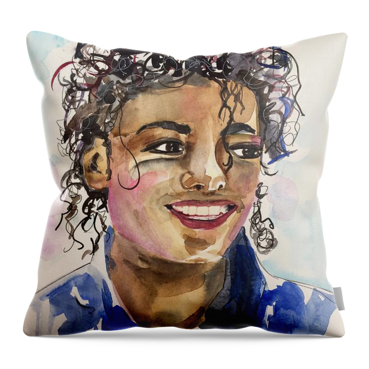 Michael Jackson Throw Pillow featuring the painting Michael Jackson by Bonny Butler