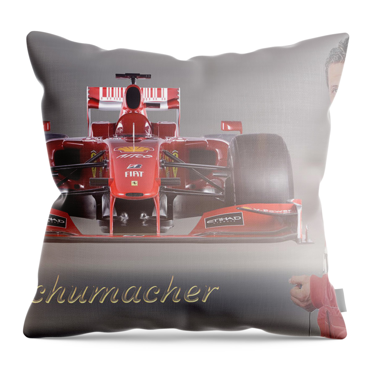 Michael Schumacher Throw Pillow featuring the mixed media Michael Schumacher by Smart Aviation
