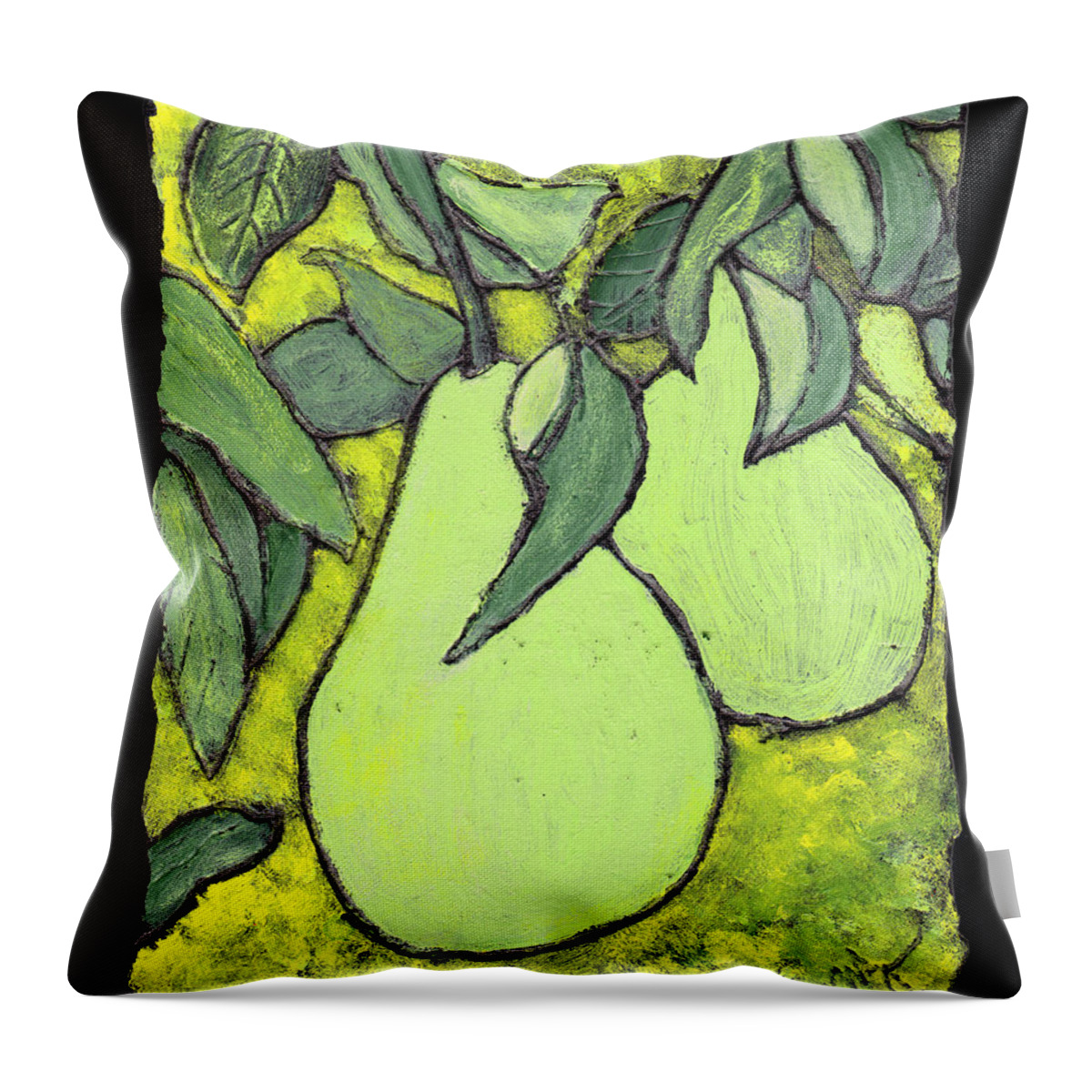 Pears Throw Pillow featuring the painting Michigan Pears by Wayne Potrafka