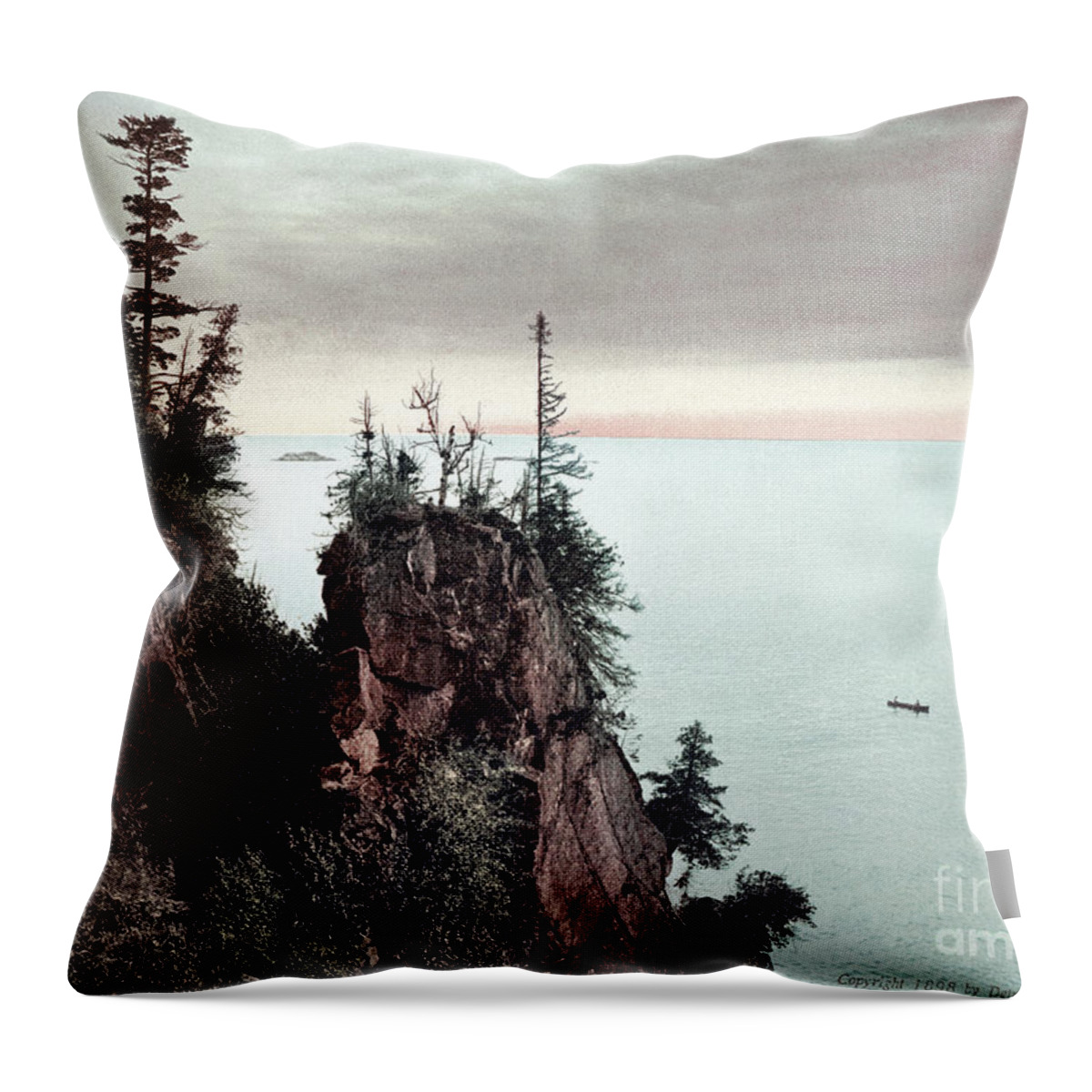 1898 Throw Pillow featuring the photograph Michigan, Presque Isle, 1898. by Granger