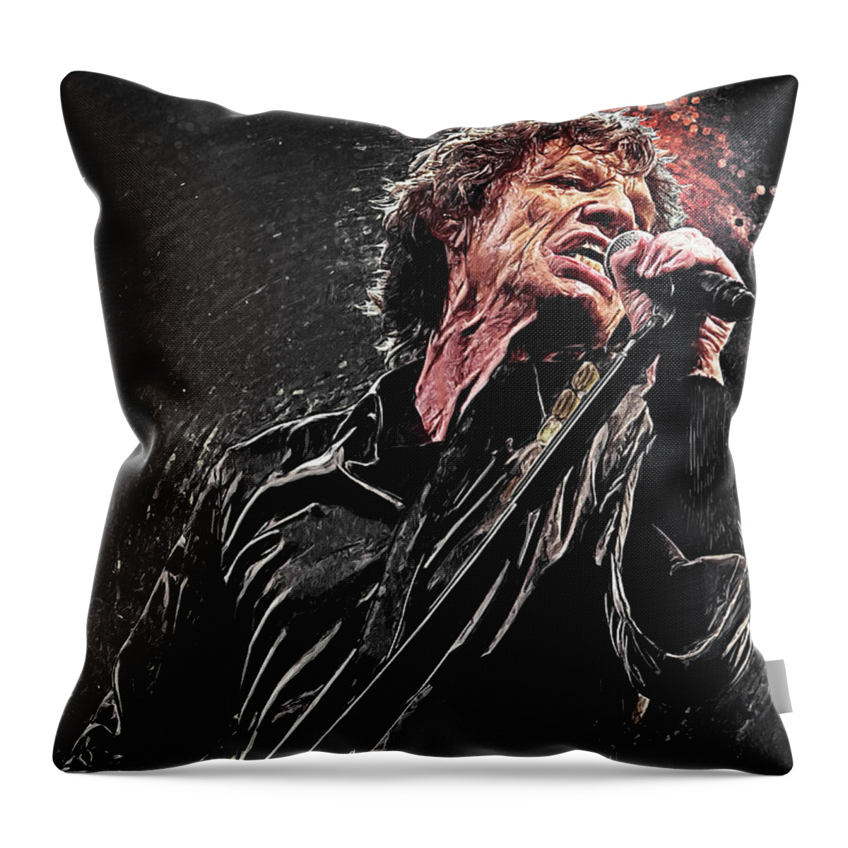 Mick Jagger Throw Pillow featuring the digital art Mick Jagger by Hoolst Design