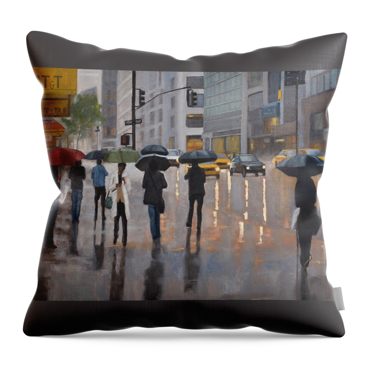 Oil Painting Throw Pillow featuring the painting Mid town by Tate Hamilton