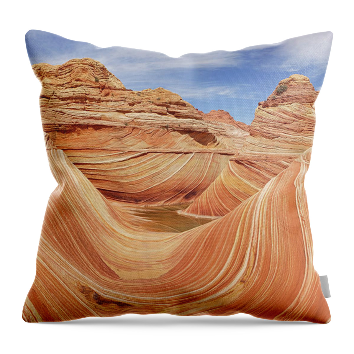The Wave Throw Pillow featuring the photograph Midday at the Wave by Theo O'Connor
