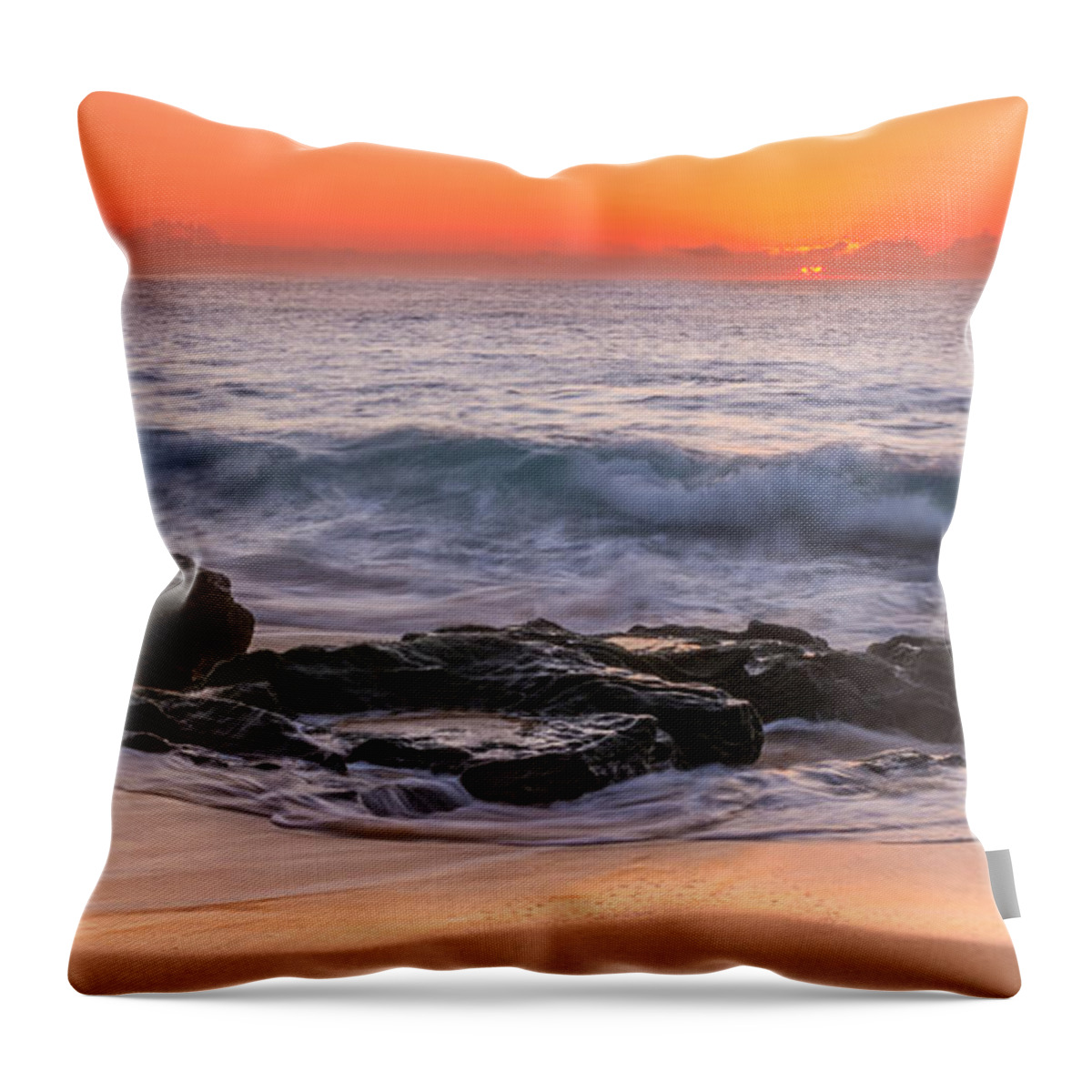 Middle Beach Throw Pillow featuring the photograph Middle Beach Sunrise by Racheal Christian
