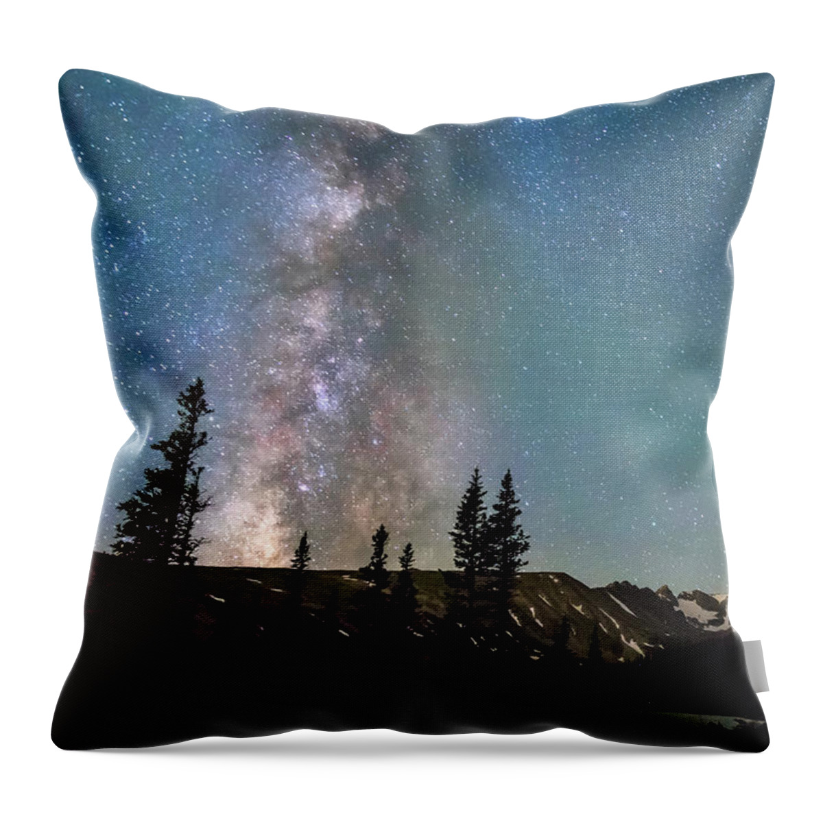 Night Throw Pillow featuring the photograph Middle of the Night Milky Way Above the Rocky Mountains by James BO Insogna
