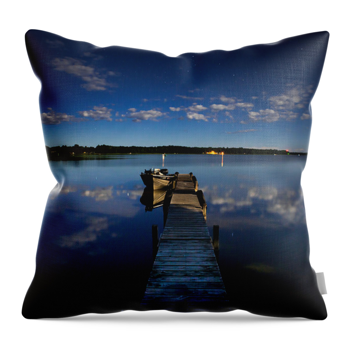 Blondeau Throw Pillow featuring the photograph Midnight at Shady Shore on Moose Lake Minnesota by Alex Blondeau