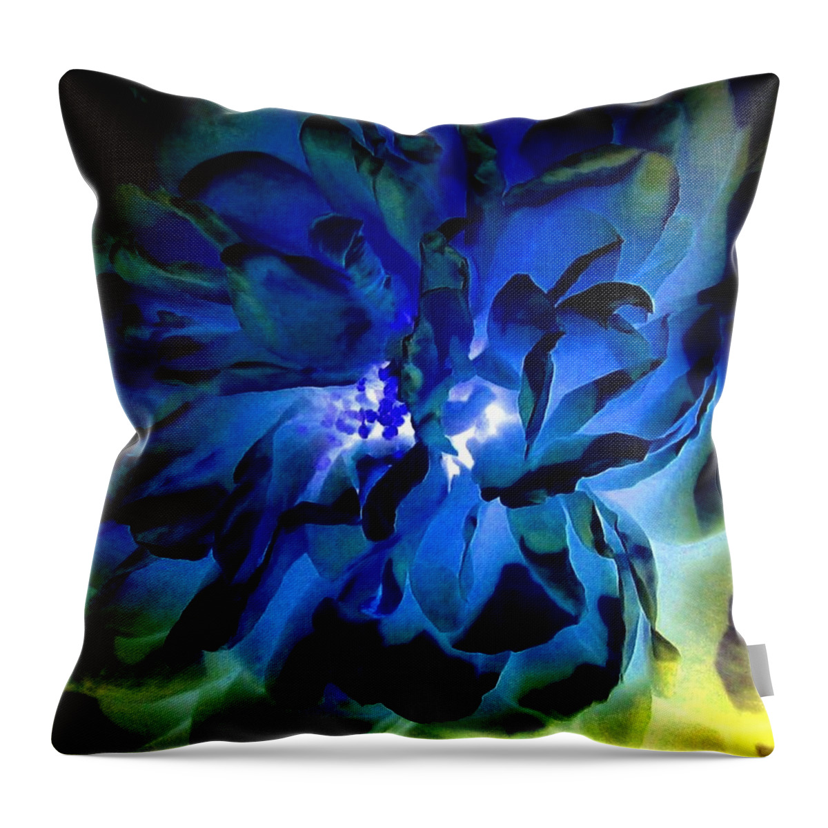 Abstract Throw Pillow featuring the digital art Midnight Blue Rose by Will Borden
