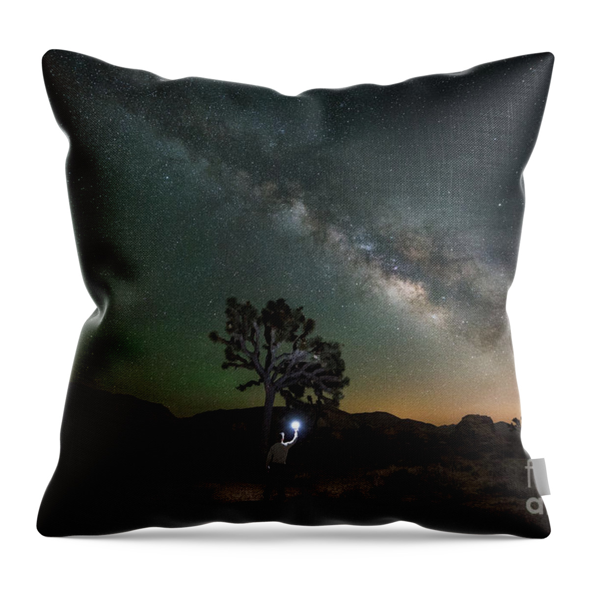 Hidden Valley Throw Pillow featuring the photograph Midnight Explorer Finding Joshua Tree by Michael Ver Sprill