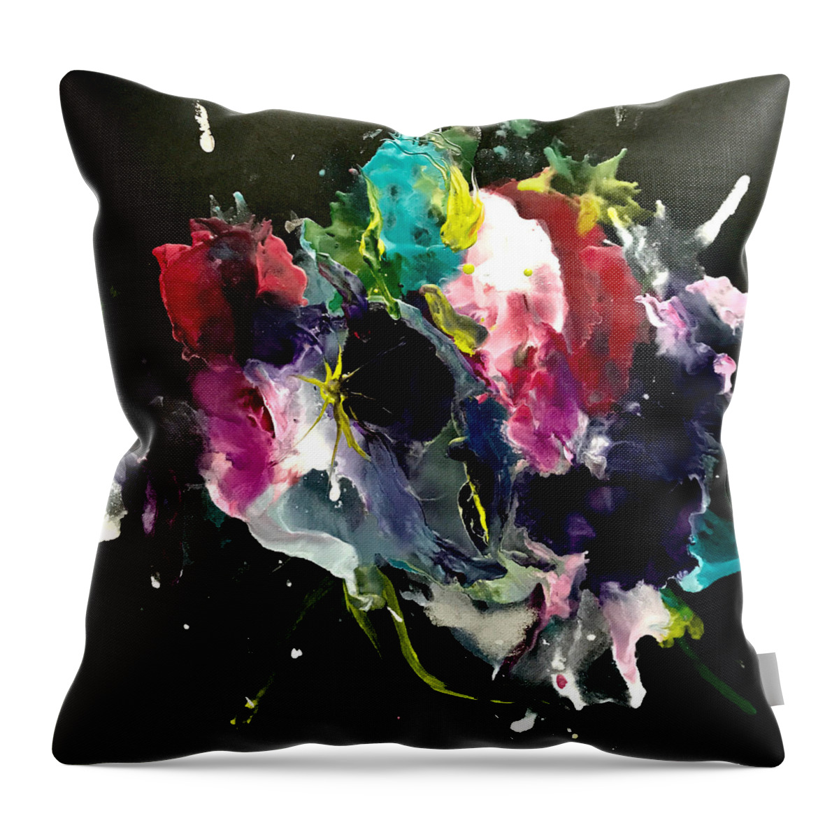 Square Throw Pillow featuring the painting Midnight Flowers by Tommy McDonell