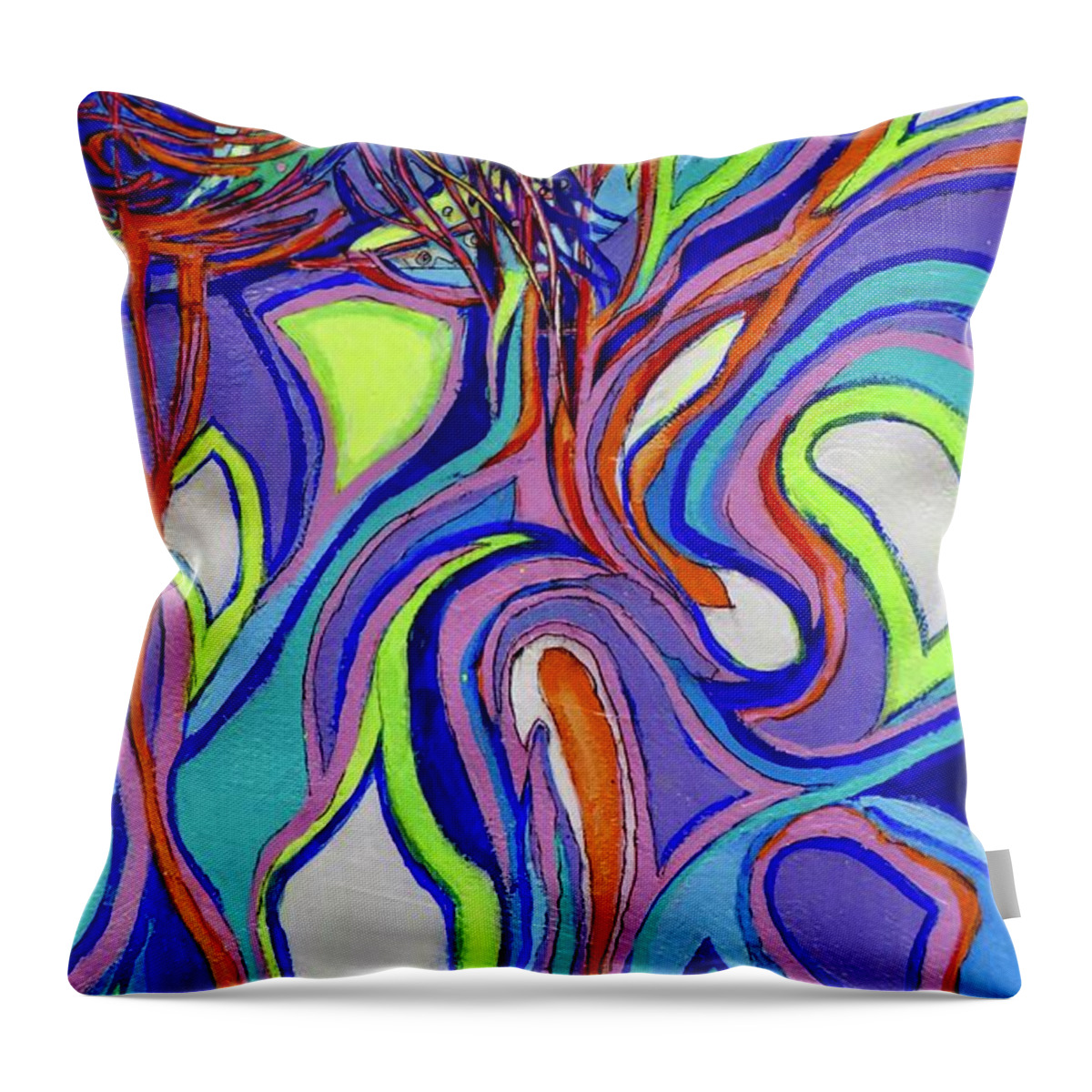Landscape Throw Pillow featuring the painting Midnight in Summer by Myra Evans