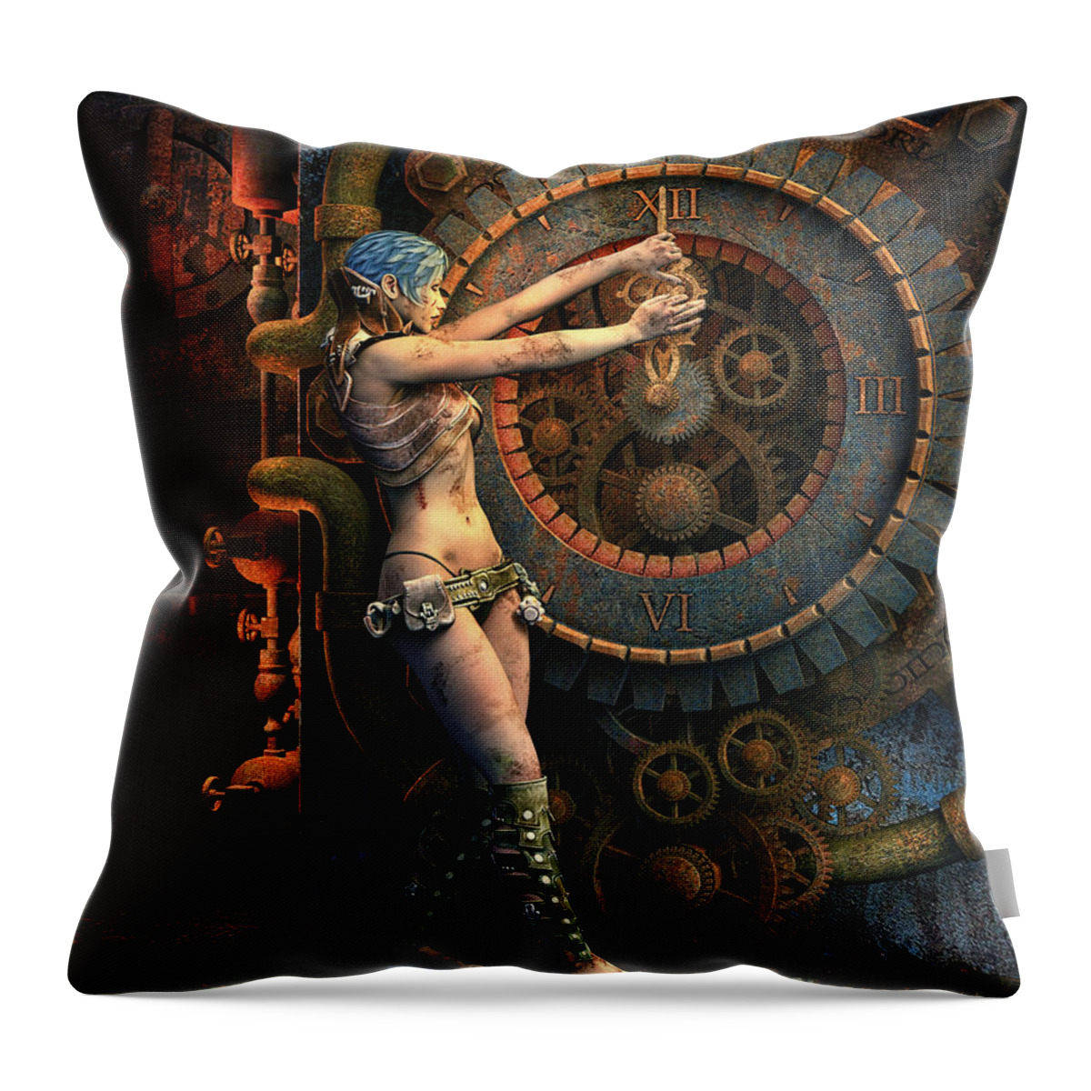 3d Throw Pillow featuring the digital art Midnight by Jutta Maria Pusl