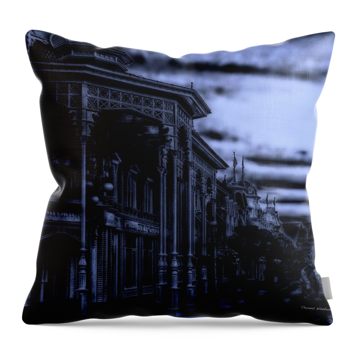 Surrealist Throw Pillow featuring the photograph MidNight On Main Street Disney World MP by Thomas Woolworth