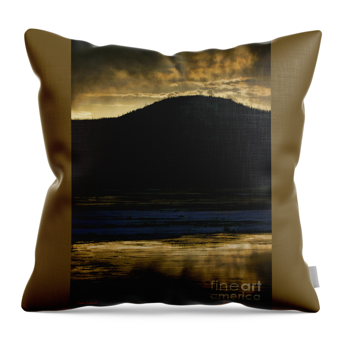 Midway Geyser Basin Throw Pillow featuring the photograph Midway Geyser Basin Mountain by Blake Richards