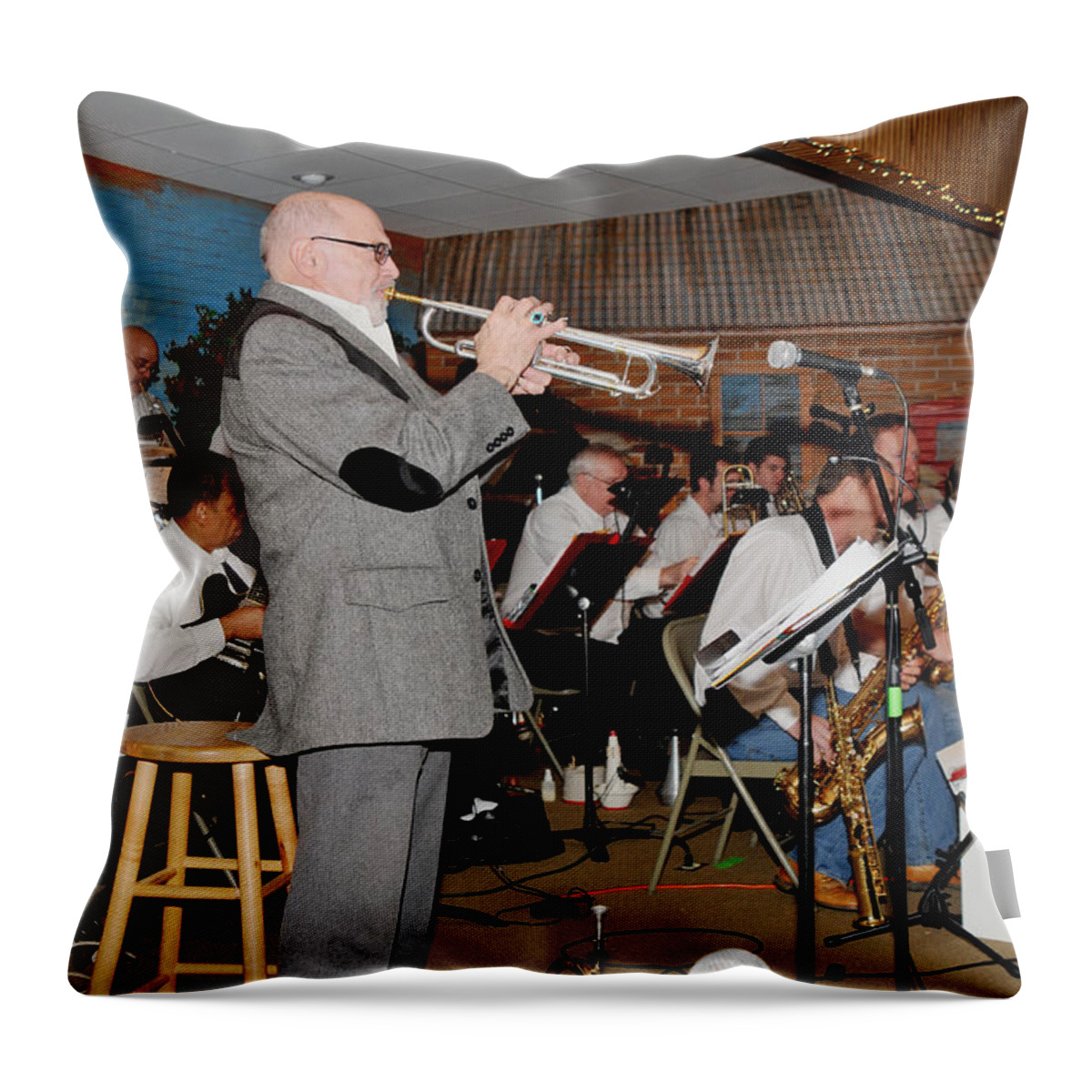 Mike Vax Throw Pillow featuring the photograph Mike Vax Professional Trumpet Player Photographic Print 3772.02 by M K Miller
