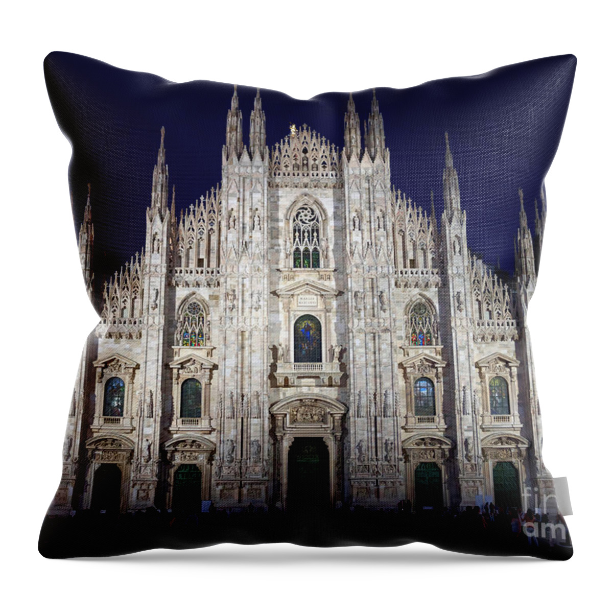 Milan Cathedral Throw Pillow featuring the photograph Milan Cathedral in the Plaza del Duomo by Louise Heusinkveld