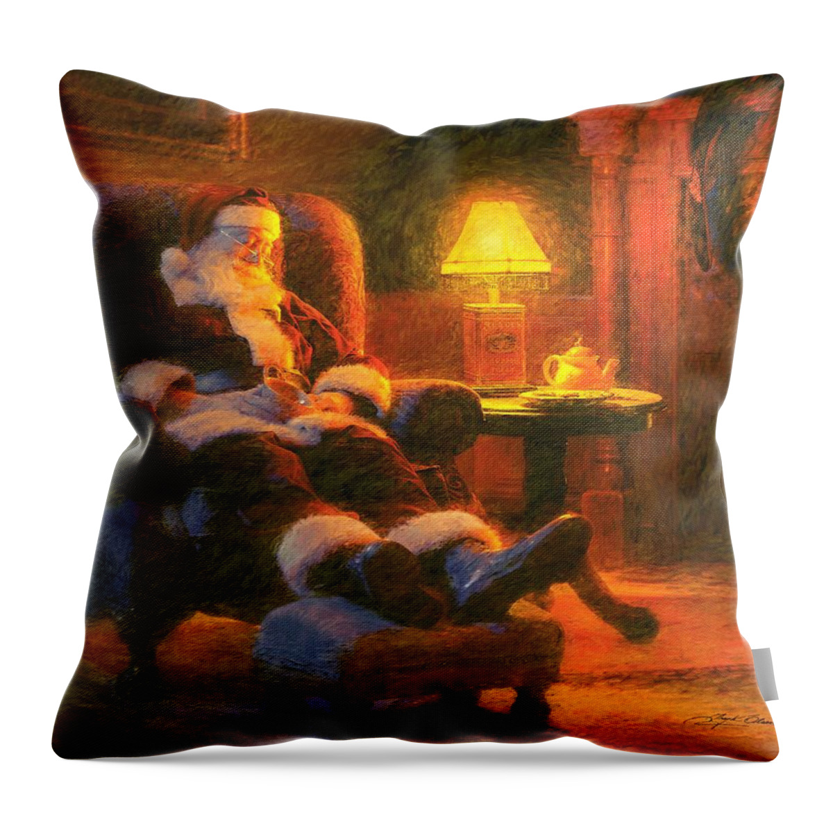 Santa Claus Throw Pillow featuring the painting Milk and Cookiezzzzz by Greg Olsen