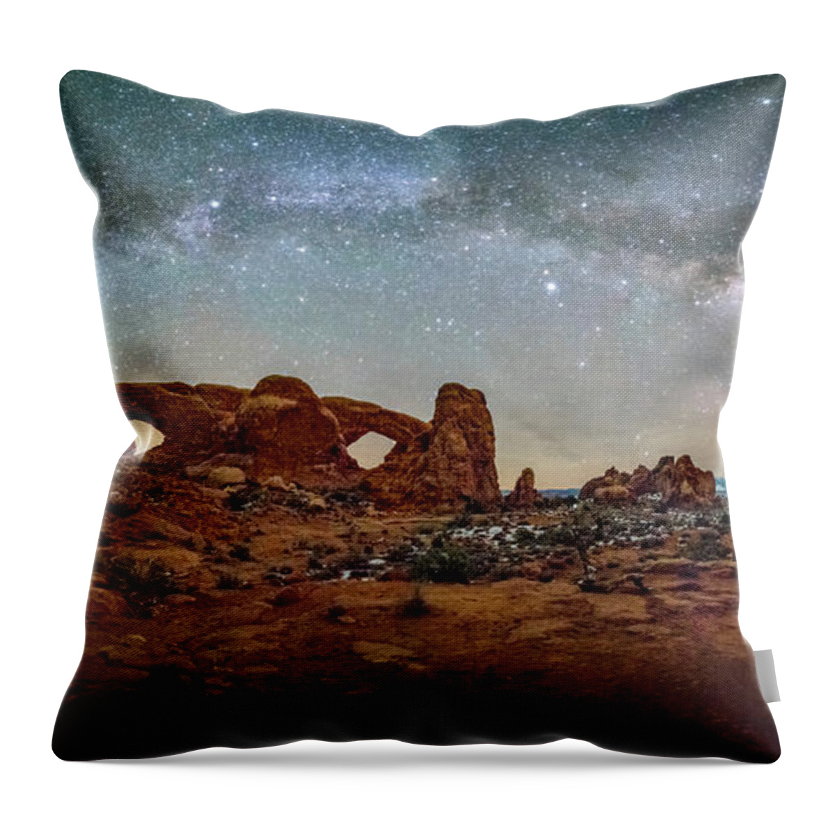 Arches Throw Pillow featuring the photograph Milky Way at Arches Park by Michael Ash