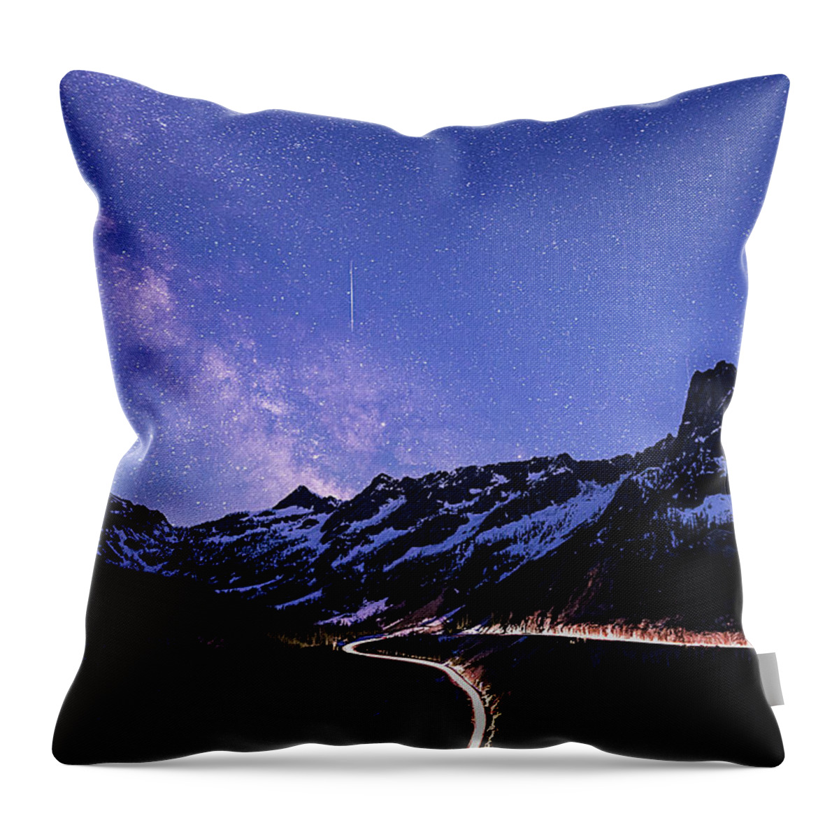 Milky Way Throw Pillow featuring the digital art Milky Way at Washington Pass by Michael Lee