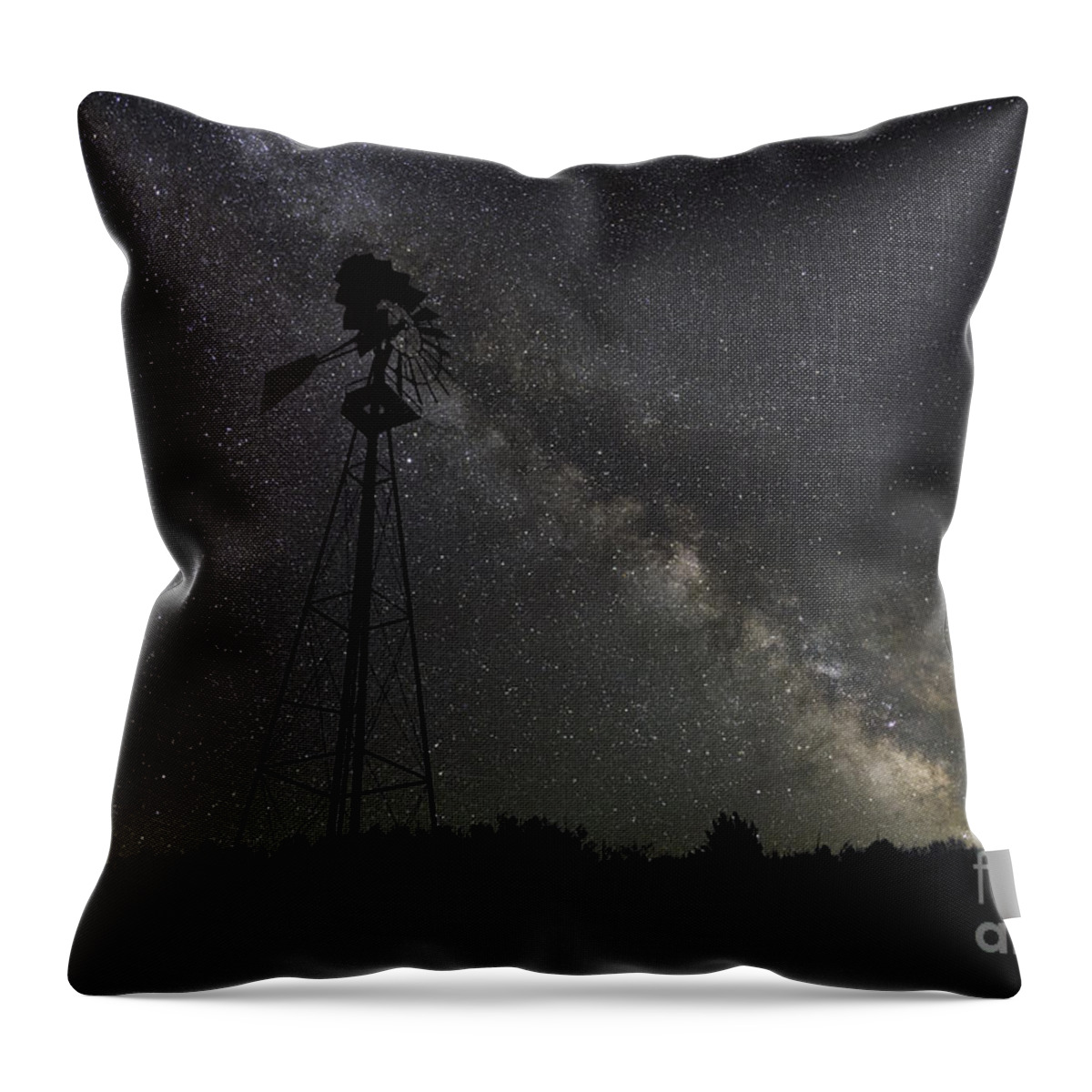 The Explorer Throw Pillow featuring the photograph Milky Way Windmill by Michael Ver Sprill