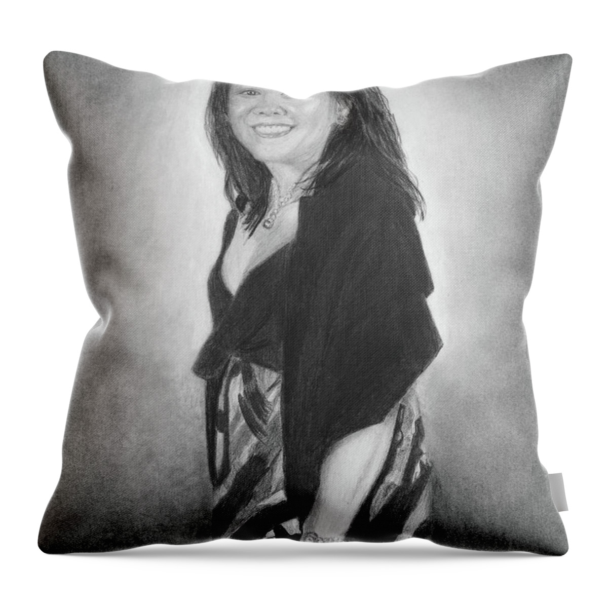 Millicent Throw Pillow featuring the drawing Millicent by Quwatha Valentine